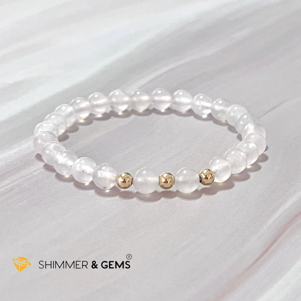 Moonstone 6Mm With 14K Gold Filled Bracelet (Aura Glow)