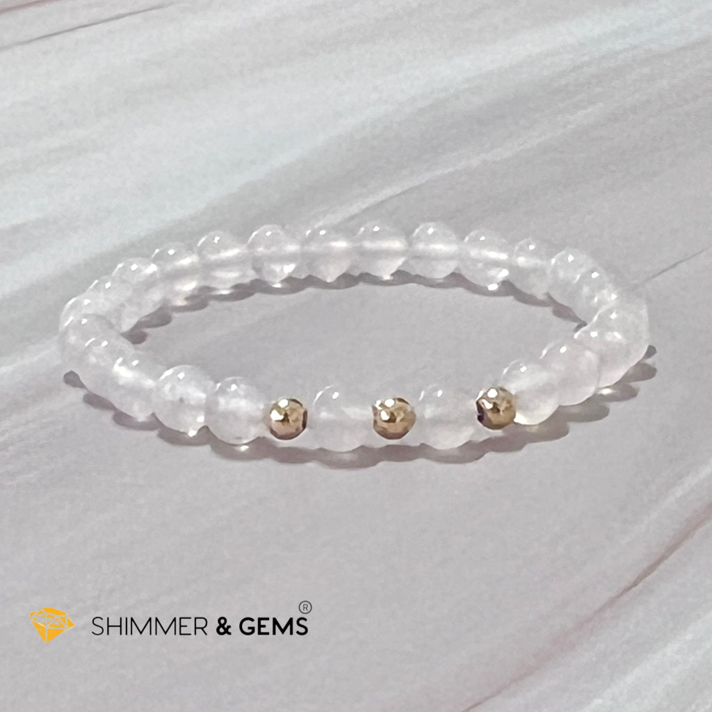 Moonstone 6Mm With 14K Gold Filled Bracelet (Aura Glow)