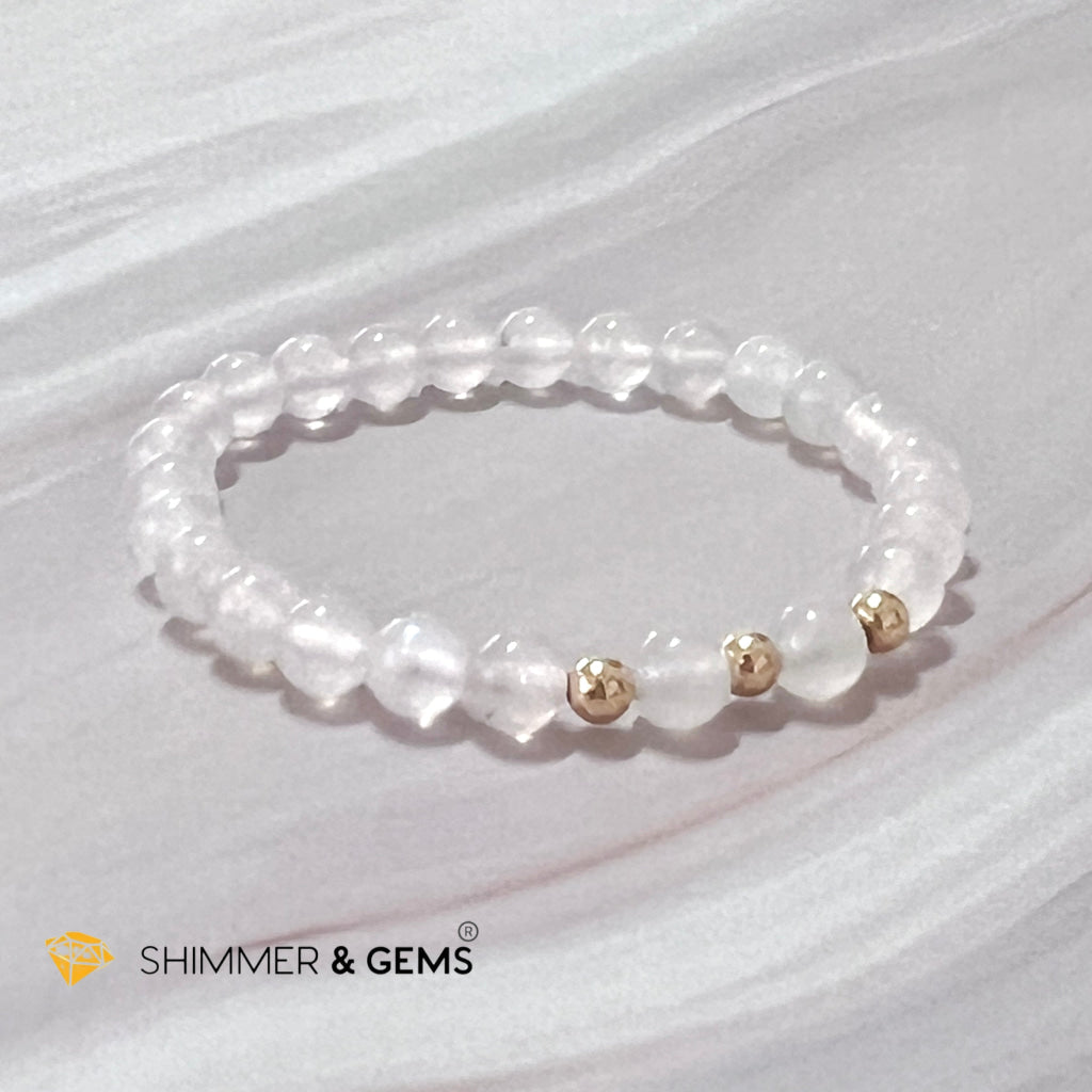 Moonstone 6Mm With 14K Gold Filled Bracelet (Aura Glow)