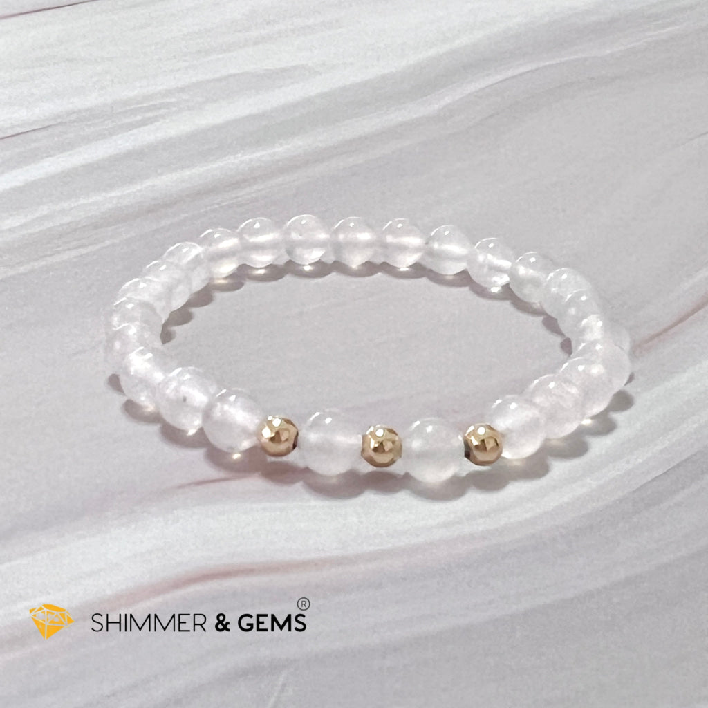 Moonstone 6Mm With 14K Gold Filled Bracelet (Aura Glow)