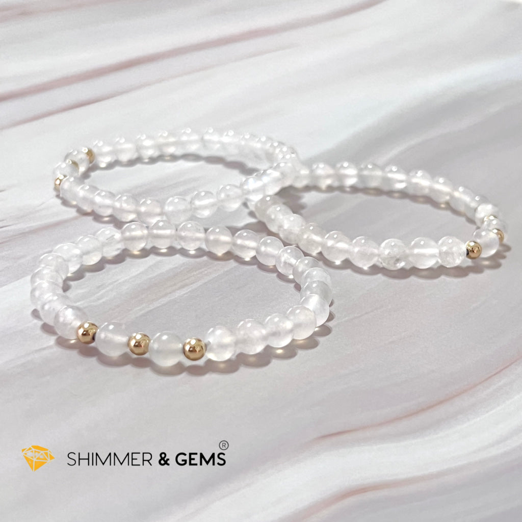 Moonstone 6Mm With 14K Gold Filled Bracelet (Aura Glow)