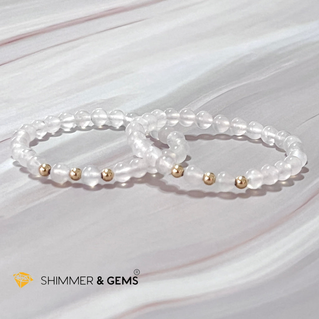 Moonstone 6Mm With 14K Gold Filled Bracelet (Aura Glow)