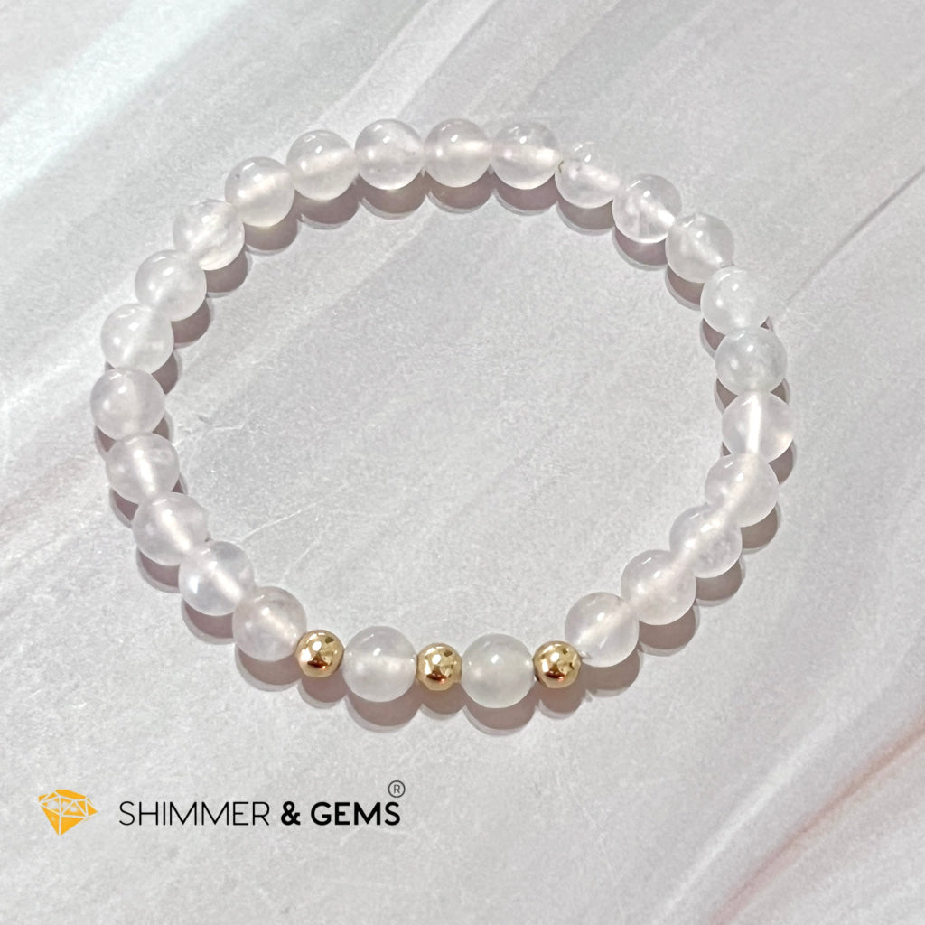 Moonstone 6Mm With 14K Gold Filled Bracelet (Aura Glow)