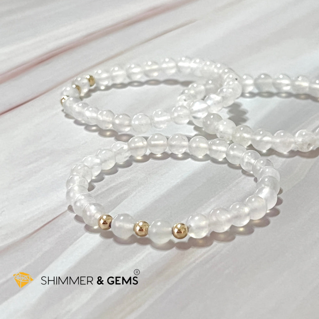 Moonstone 6Mm With 14K Gold Filled Bracelet (Aura Glow)
