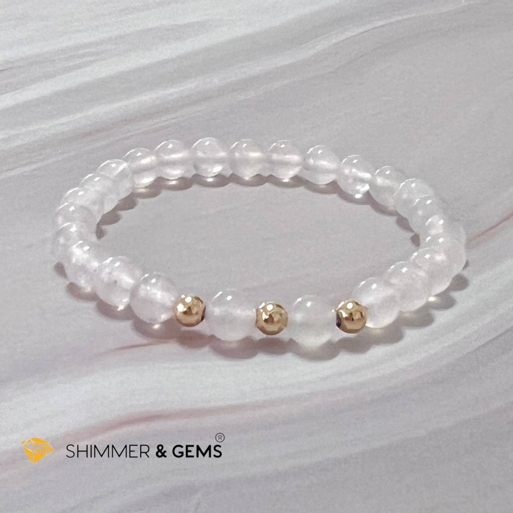 Moonstone 6Mm With 14K Gold Filled Bracelet (Aura Glow)