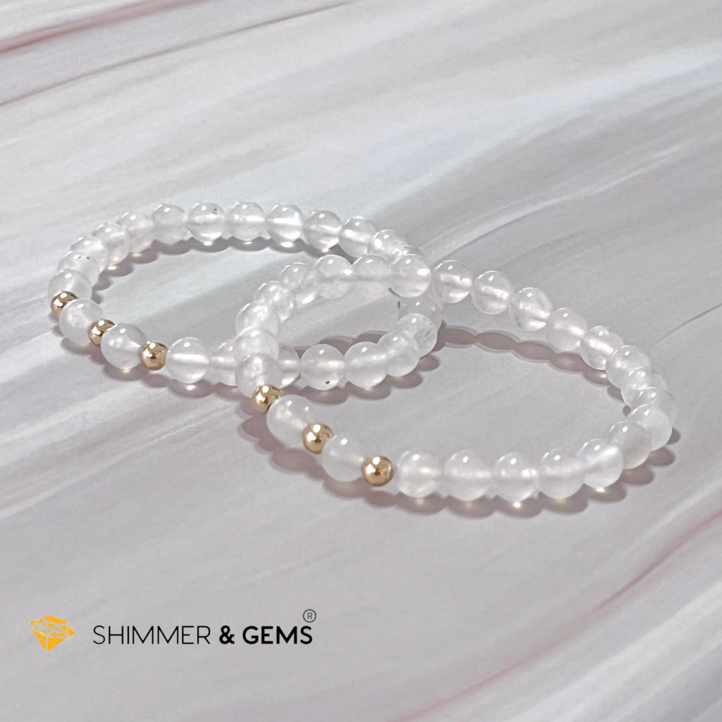 Moonstone 6Mm With 14K Gold Filled Bracelet (Aura Glow)
