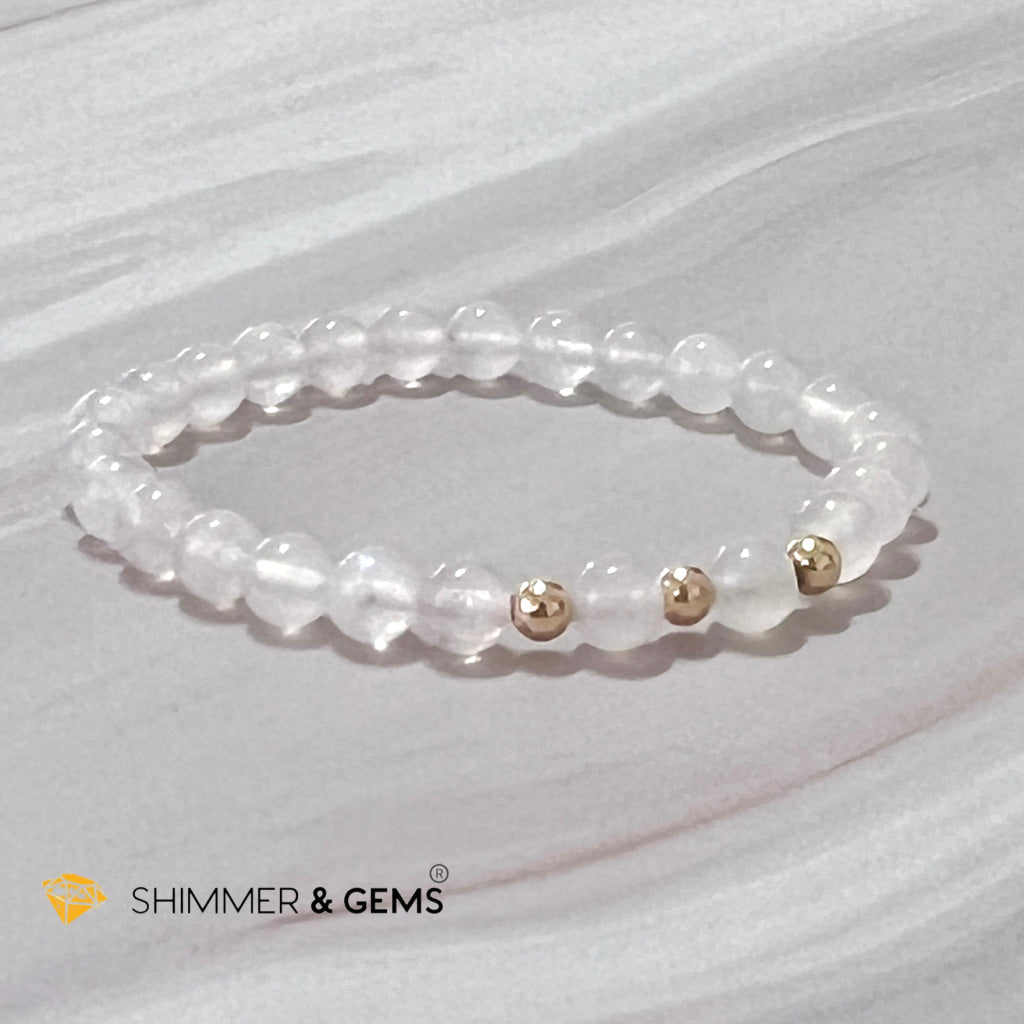 Moonstone 6Mm With 14K Gold Filled Bracelet (Aura Glow)