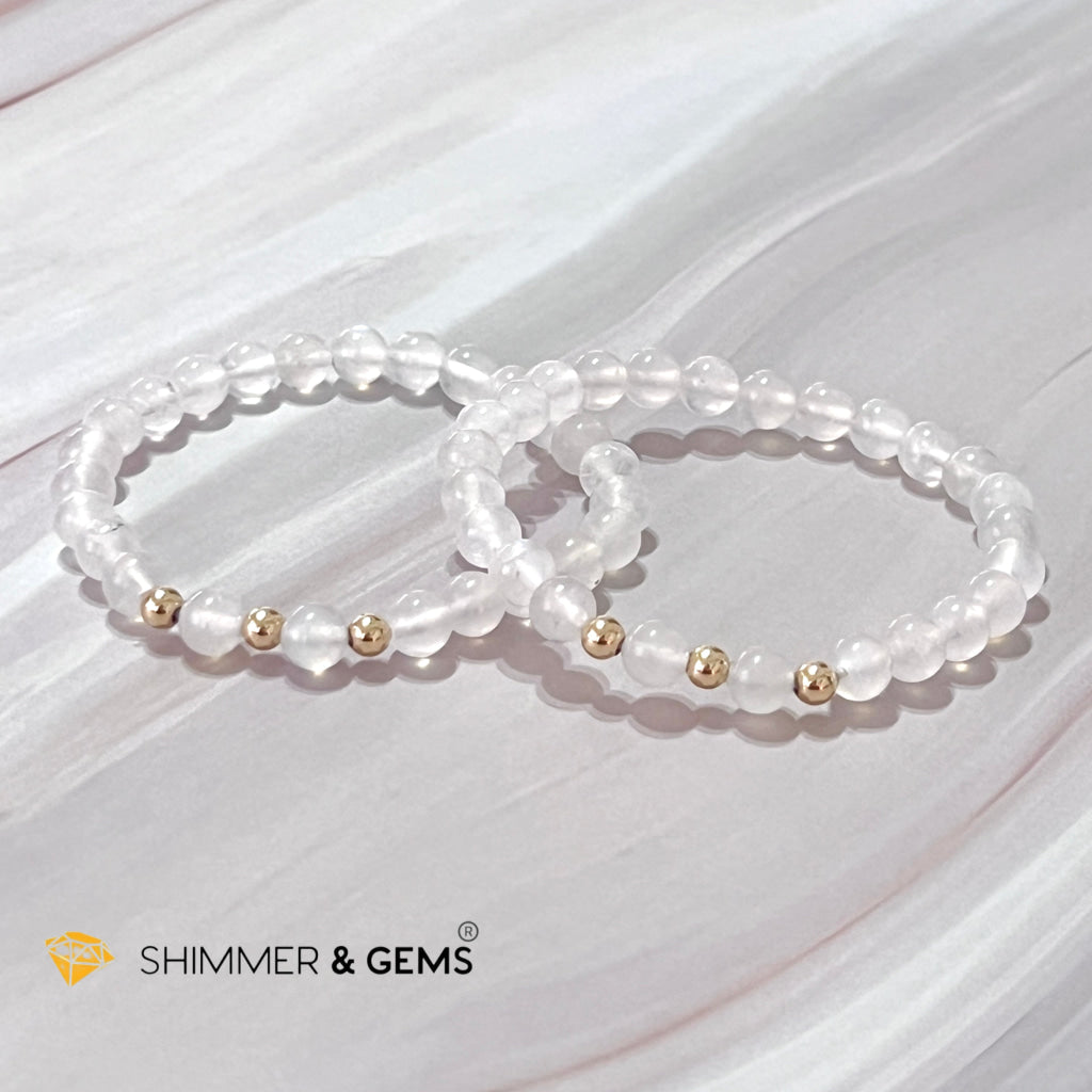 Moonstone 6Mm With 14K Gold Filled Bracelet (Aura Glow)