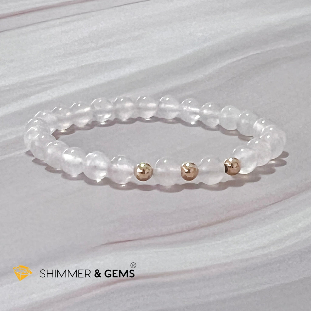 Moonstone 6Mm With 14K Gold Filled Bracelet (Aura Glow) 5.5