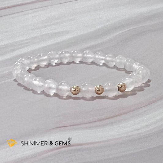 Moonstone 6Mm With 14K Gold Filled Bracelet (Aura Glow) 5.5