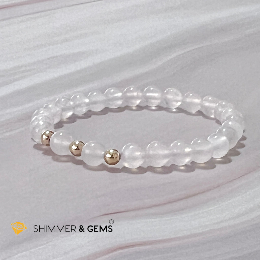 Moonstone 6Mm With 14K Gold Filled Bracelet (Aura Glow)