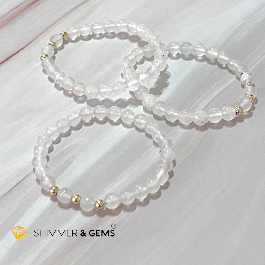 Moonstone 6Mm With 14K Gold Filled Bracelet (Aura Glow)