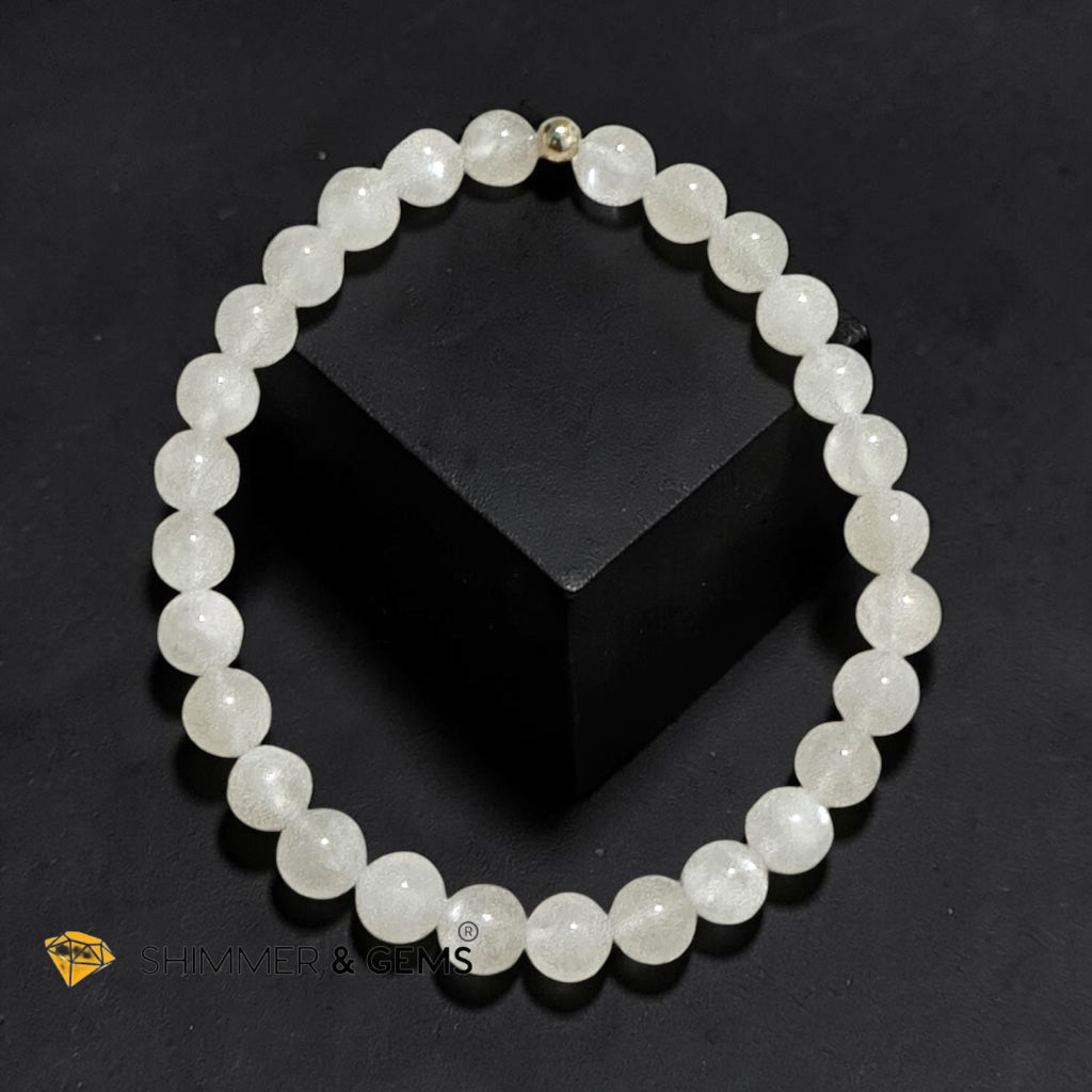 Moonstone AA Grade 6mm Bracelet with 14k gold filled bead