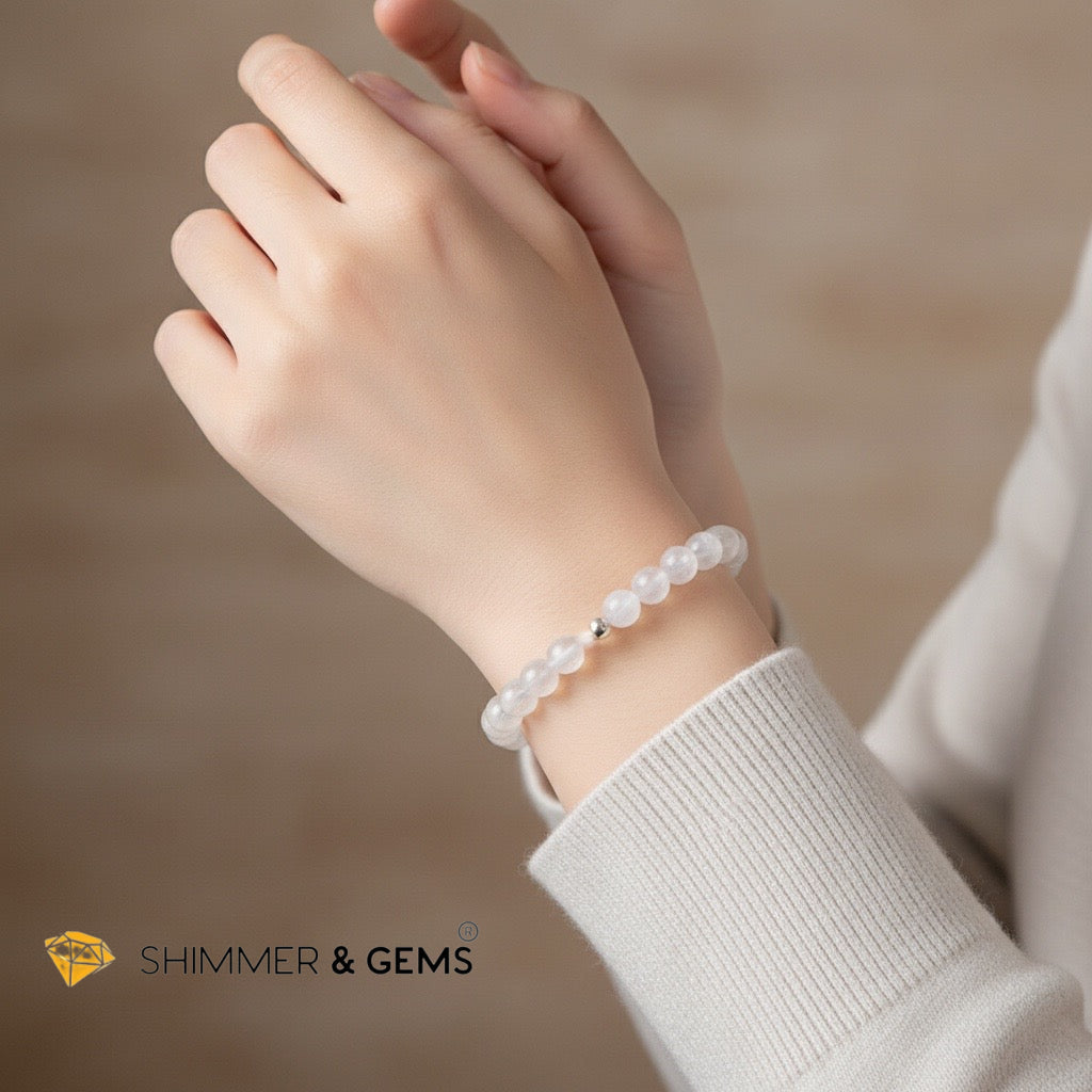 Moonstone AA Grade 6mm Bracelet with 14k gold filled bead