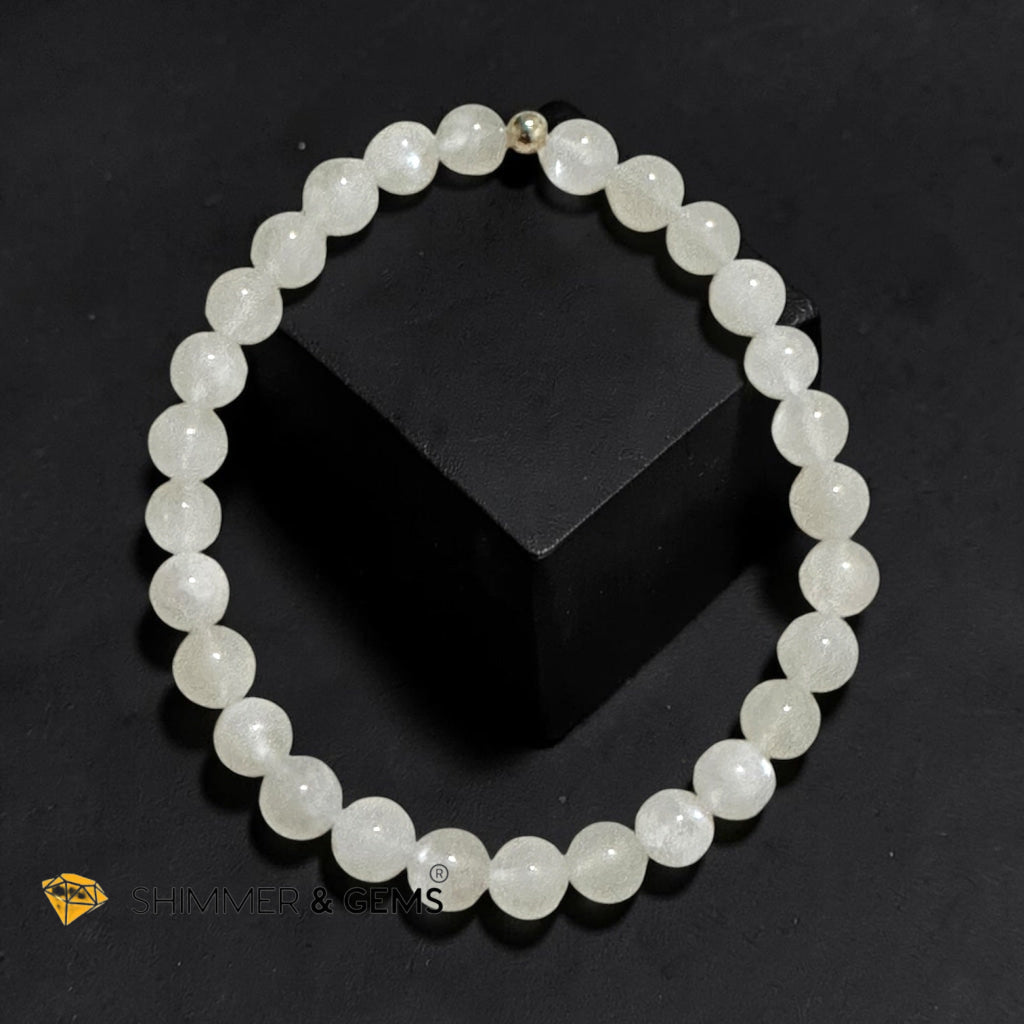 Moonstone AA Grade 6mm Bracelet with 14k gold filled bead
