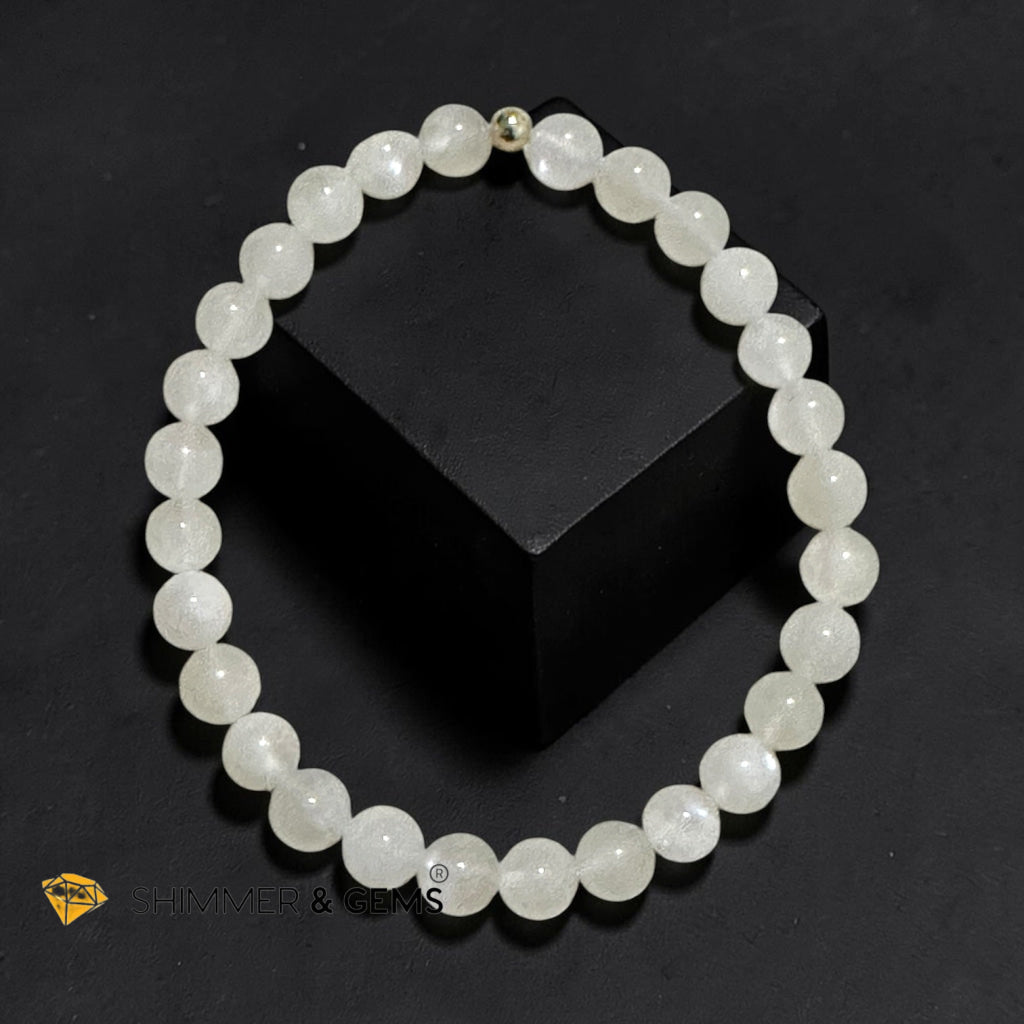 Moonstone AA Grade 6mm Bracelet with 14k gold filled bead