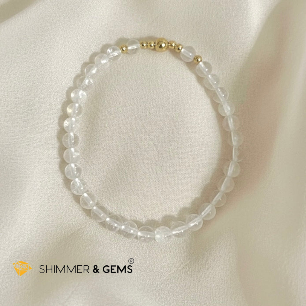 Moonstone Madagascar Premium Bracelet, 5mm with 14k Gold Filled