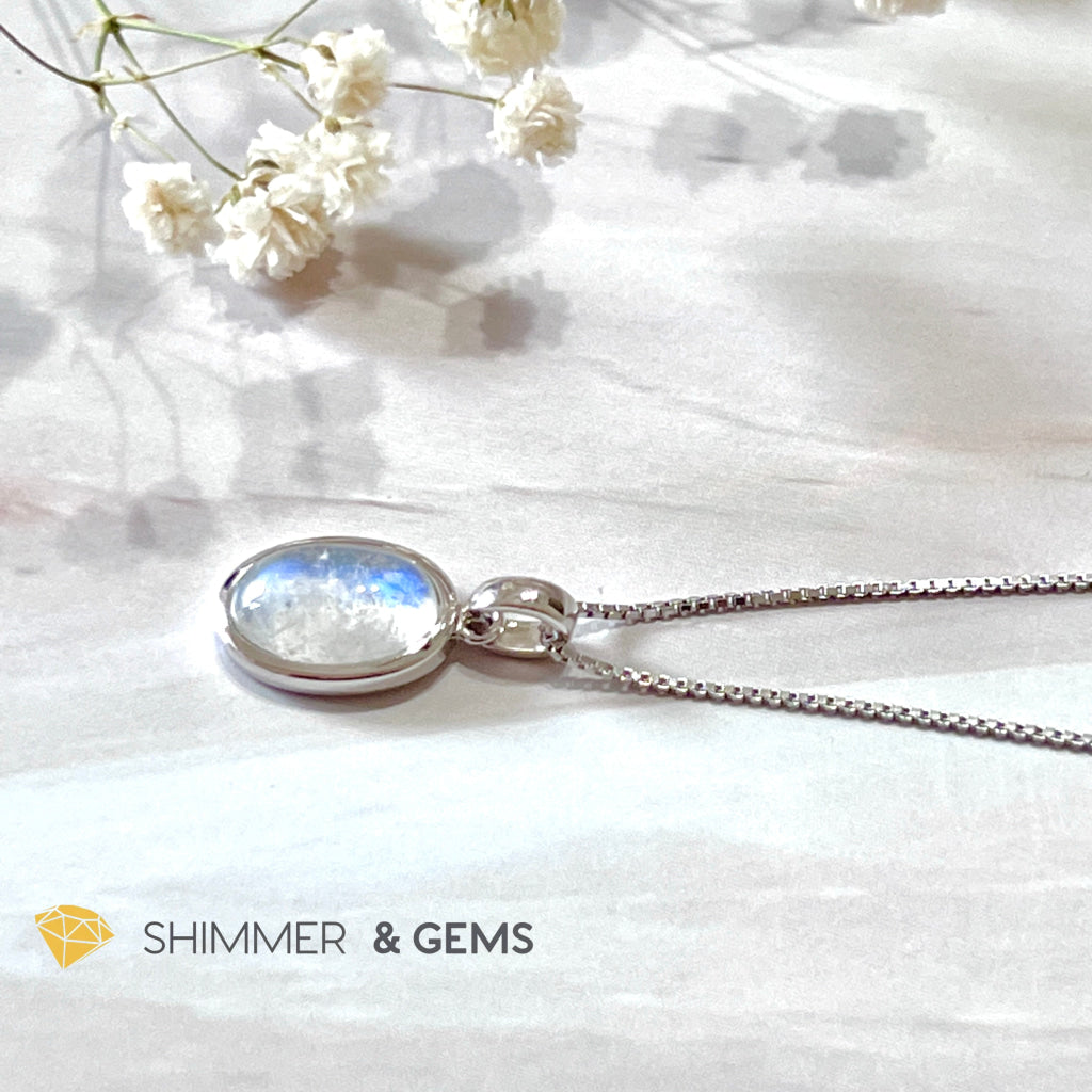 Moonstone Oval 925 Silver Pendant 8X12Mm (Pendant Only)
