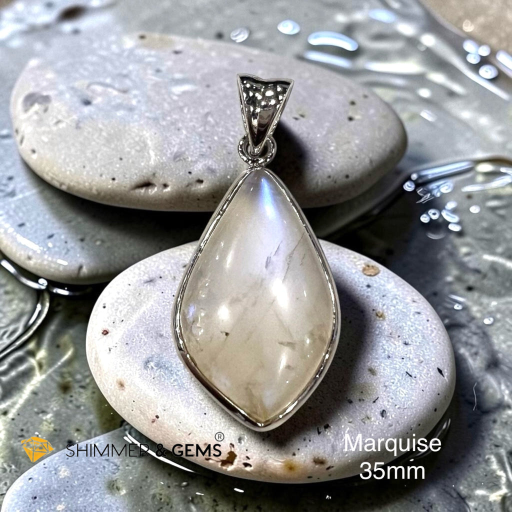 Moonstone Pendant 925 Silver (Marquise & Drop)