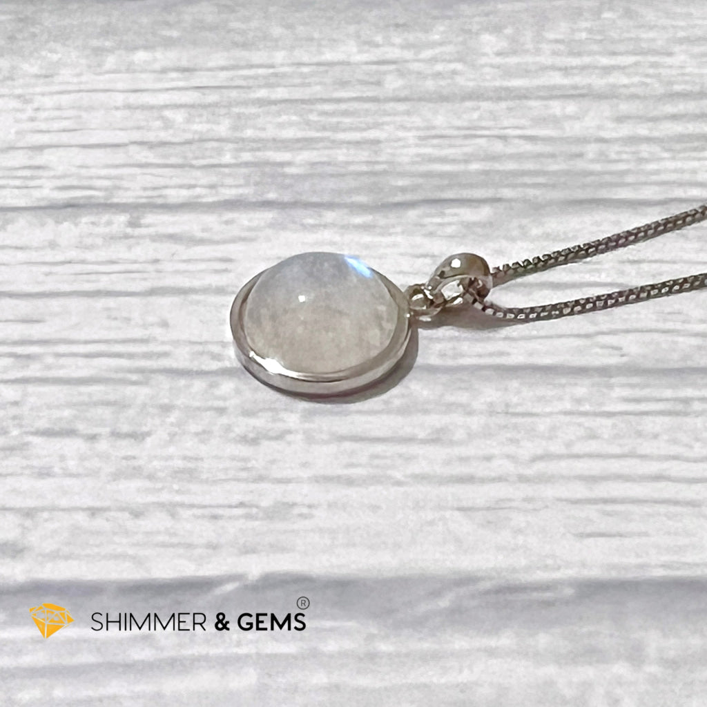 Moonstone Round 925 Silver Pendant 12Mm (Pendant Only)