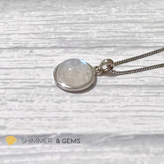 Moonstone Round 925 Silver Pendant 12Mm (Pendant Only)