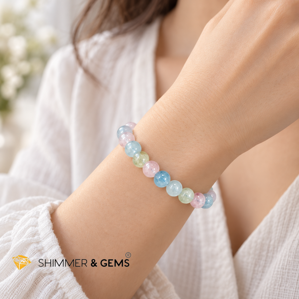 Morganite Beryl 7mm Bracelet