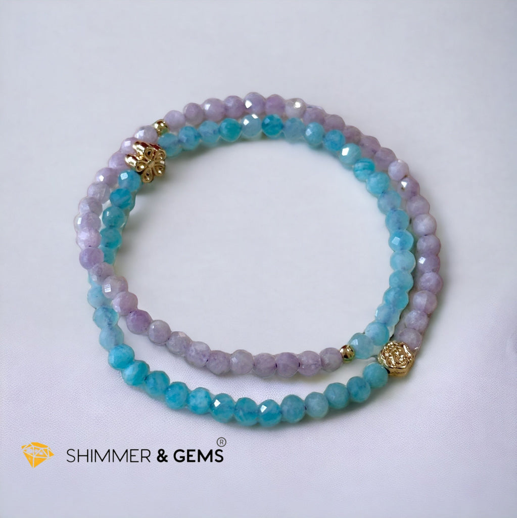 Mother Mary Infinity Double Bracelet (Amazonite & Kunzite) Calm & Faith