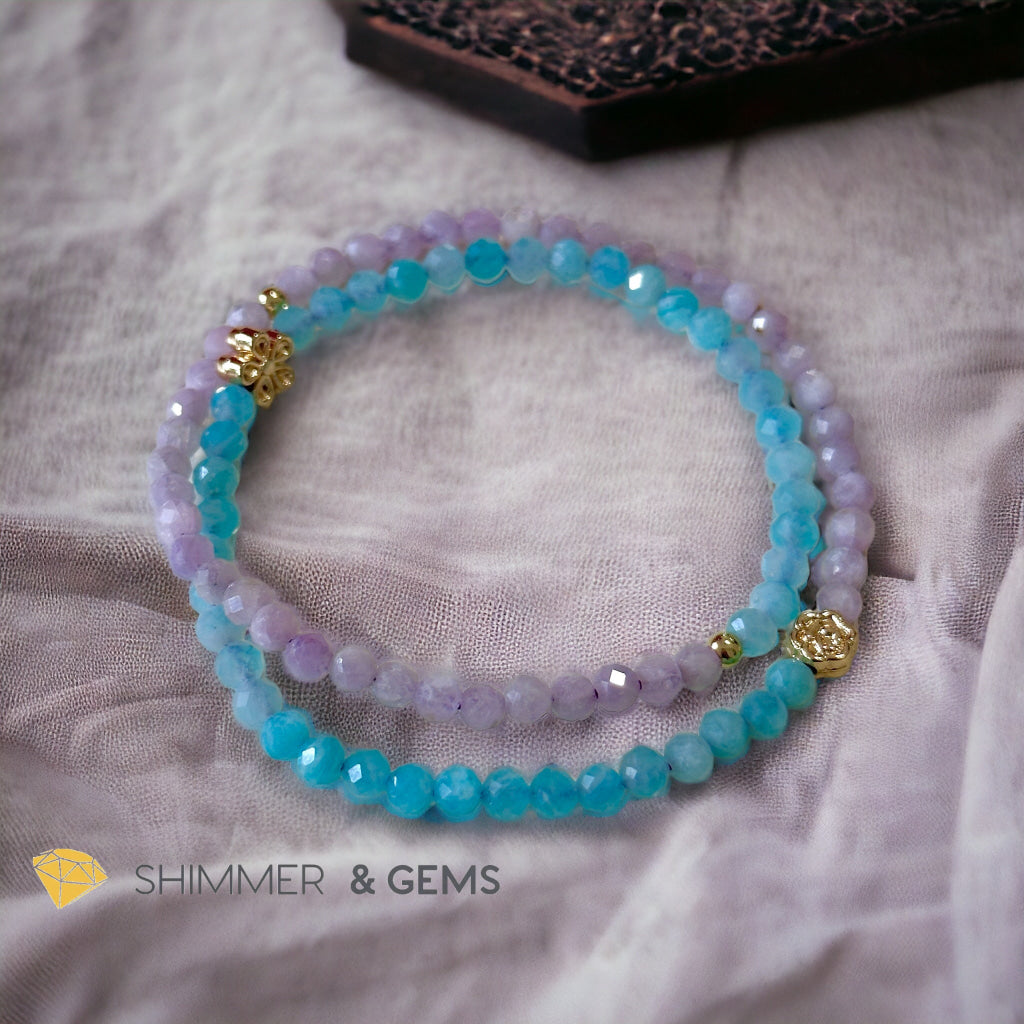 Mother Mary Infinity Double Bracelet (Amazonite & Kunzite) Calm & Faith