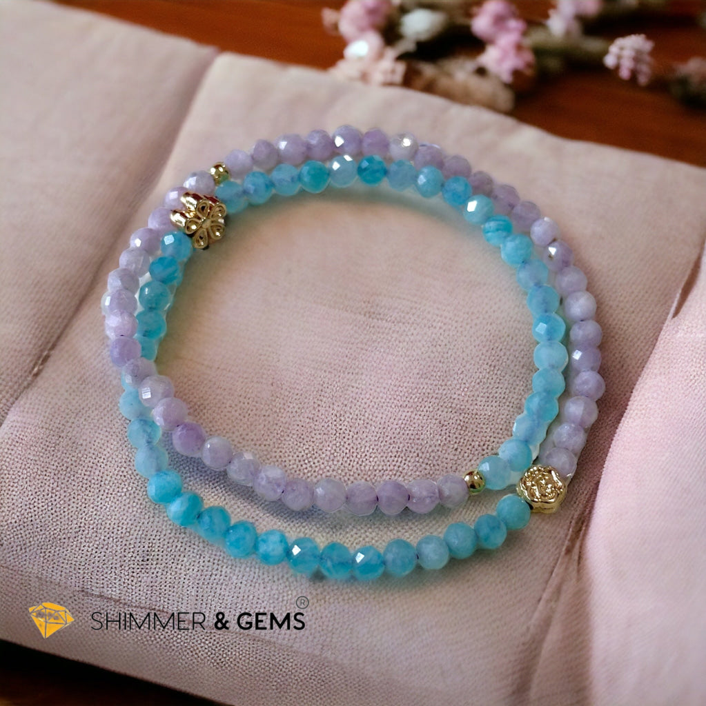 Mother Mary Infinity Double Bracelet (Amazonite & Kunzite) Calm & Faith