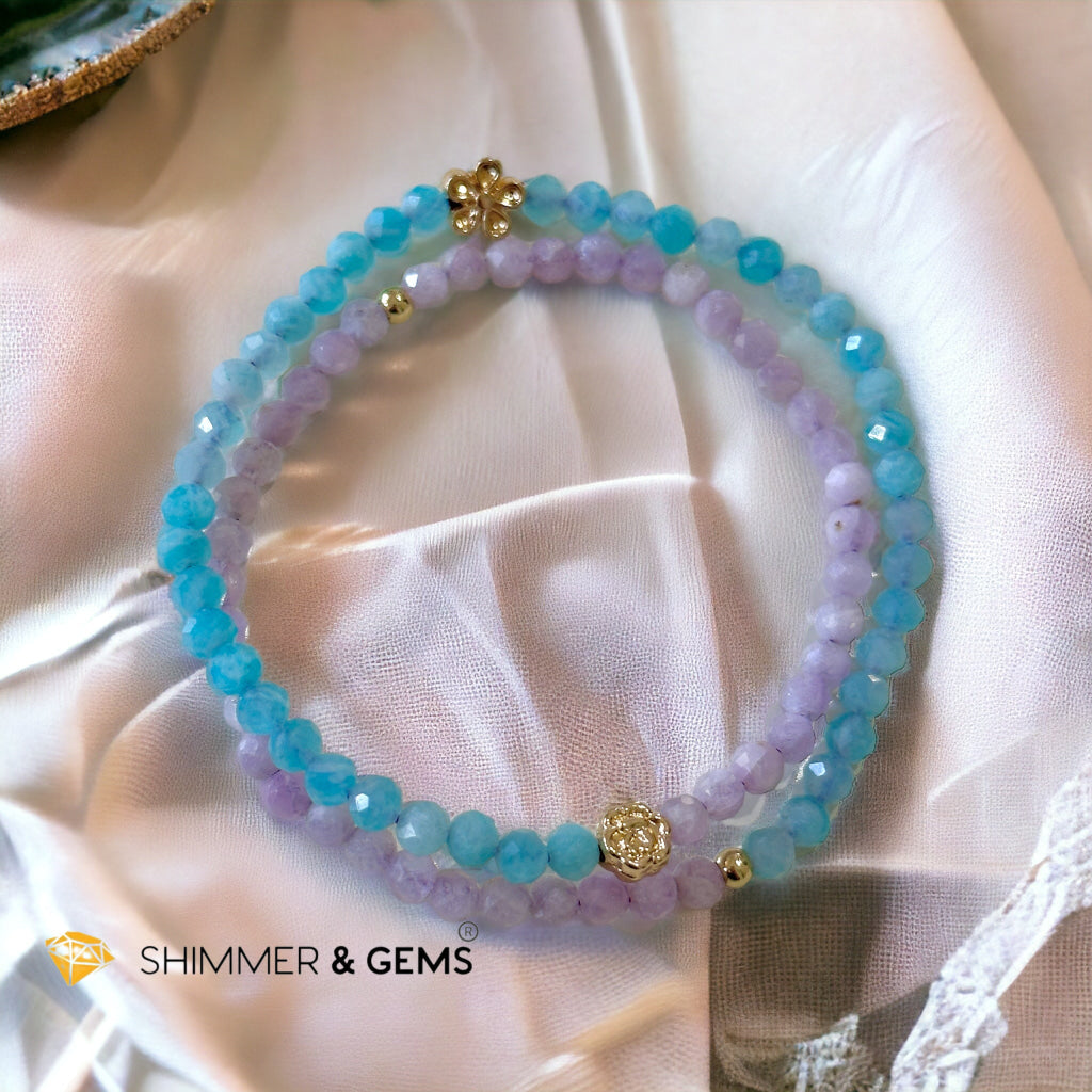 Mother Mary Infinity Double Bracelet (Amazonite & Kunzite) Calm & Faith