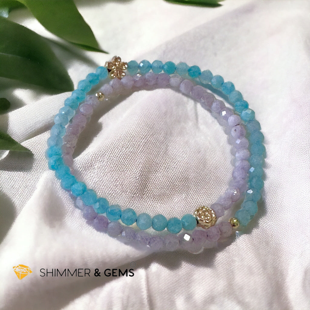 Mother Mary Infinity Double Bracelet (Amazonite & Kunzite) Calm & Faith