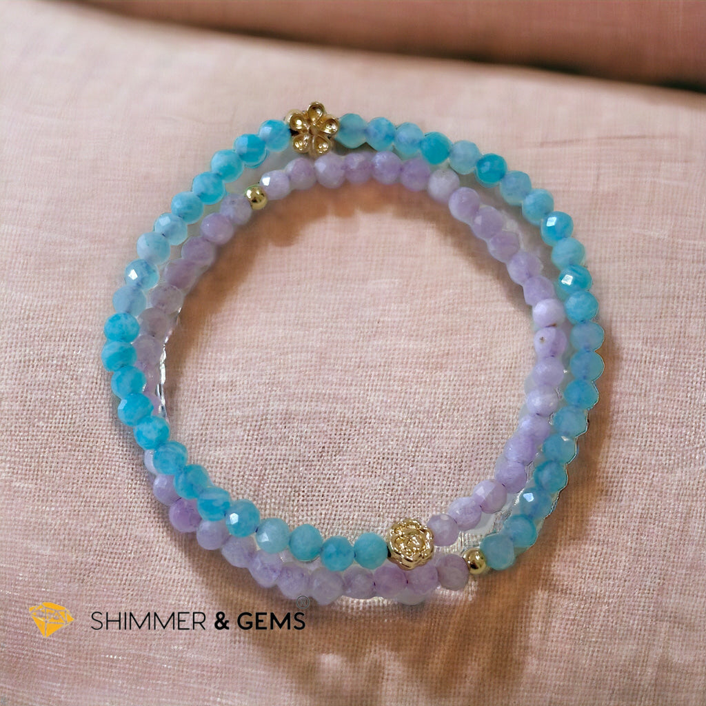 Mother Mary Infinity Double Bracelet (Amazonite & Kunzite) Calm & Faith