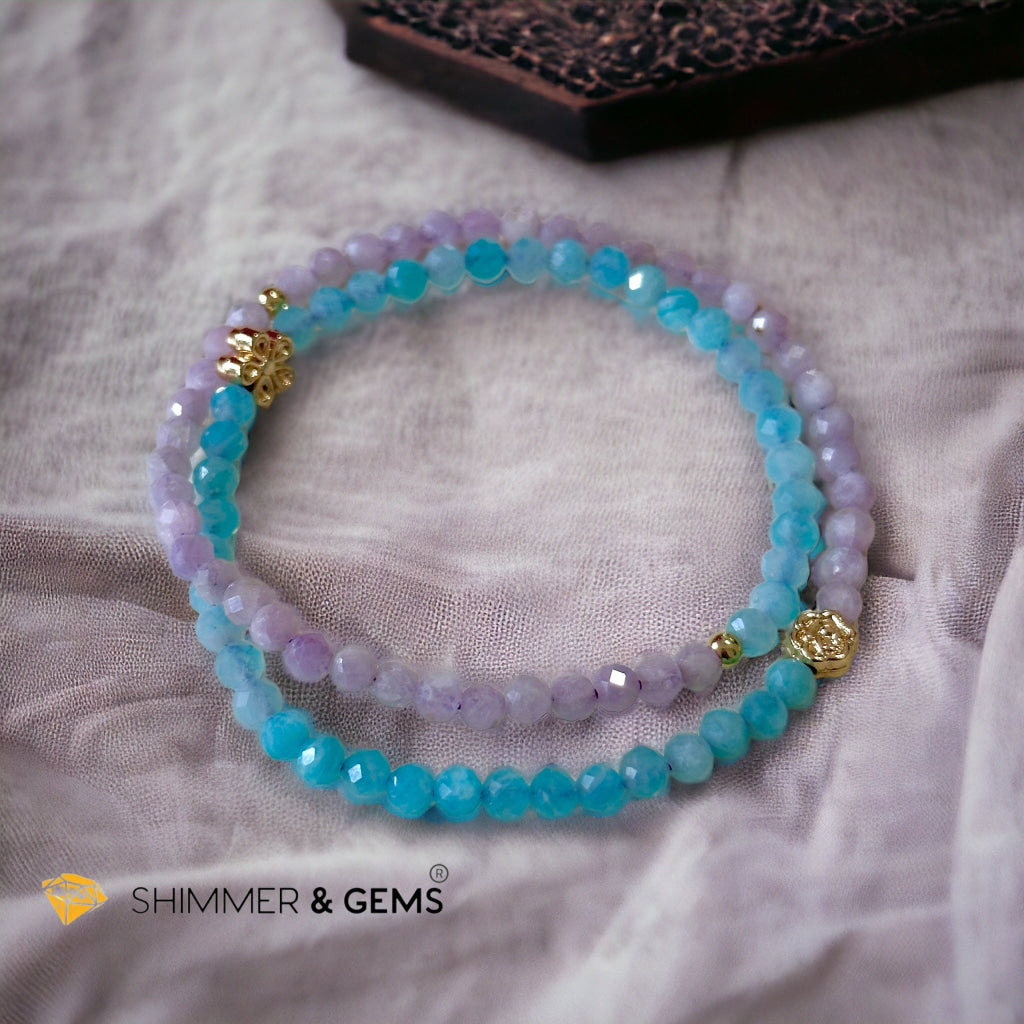 Mother Mary Infinity Double Bracelet (Amazonite & Kunzite) Calm & Faith