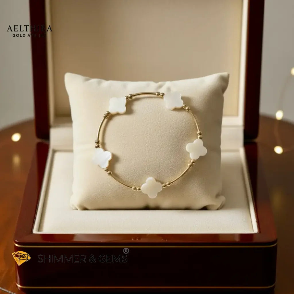 Mother of Pearl Clover 14k Gold Filled Bracelet Bracelet