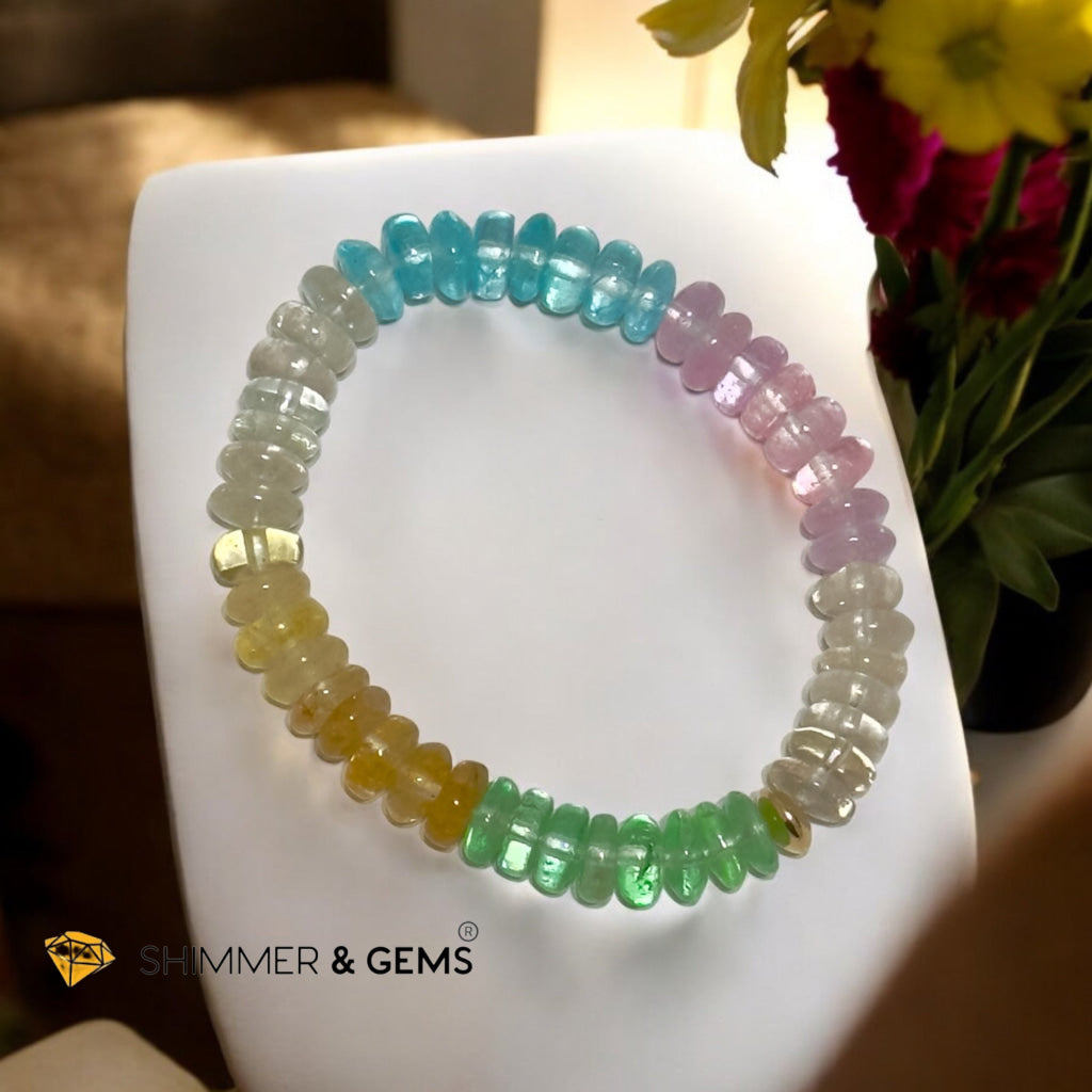 Multi Colour Topaz Rondelle Bracelet (8-9mm) with 14k gold filled (Brazil)