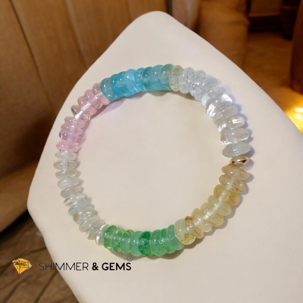 Multi Colour Topaz Rondelle Bracelet (8-9mm) with 14k gold filled (Brazil) Premium, Encoded & Activated