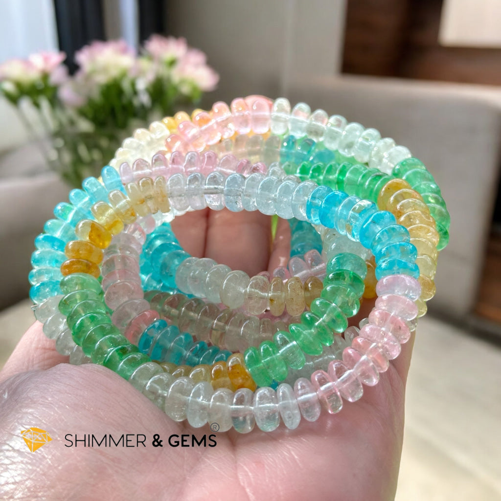 Multi Colour Topaz Rondelle Bracelet (8-9mm) with 14k gold filled (Brazil) Premium, Encoded & Activated