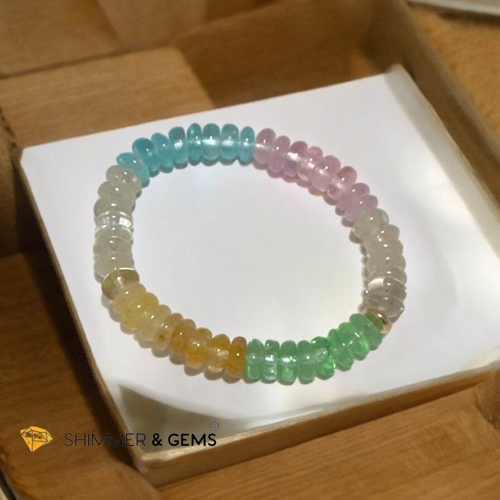 Multi Colour Topaz Rondelle Bracelet (8-9mm) with 14k gold filled (Brazil) Premium, Encoded & Activated