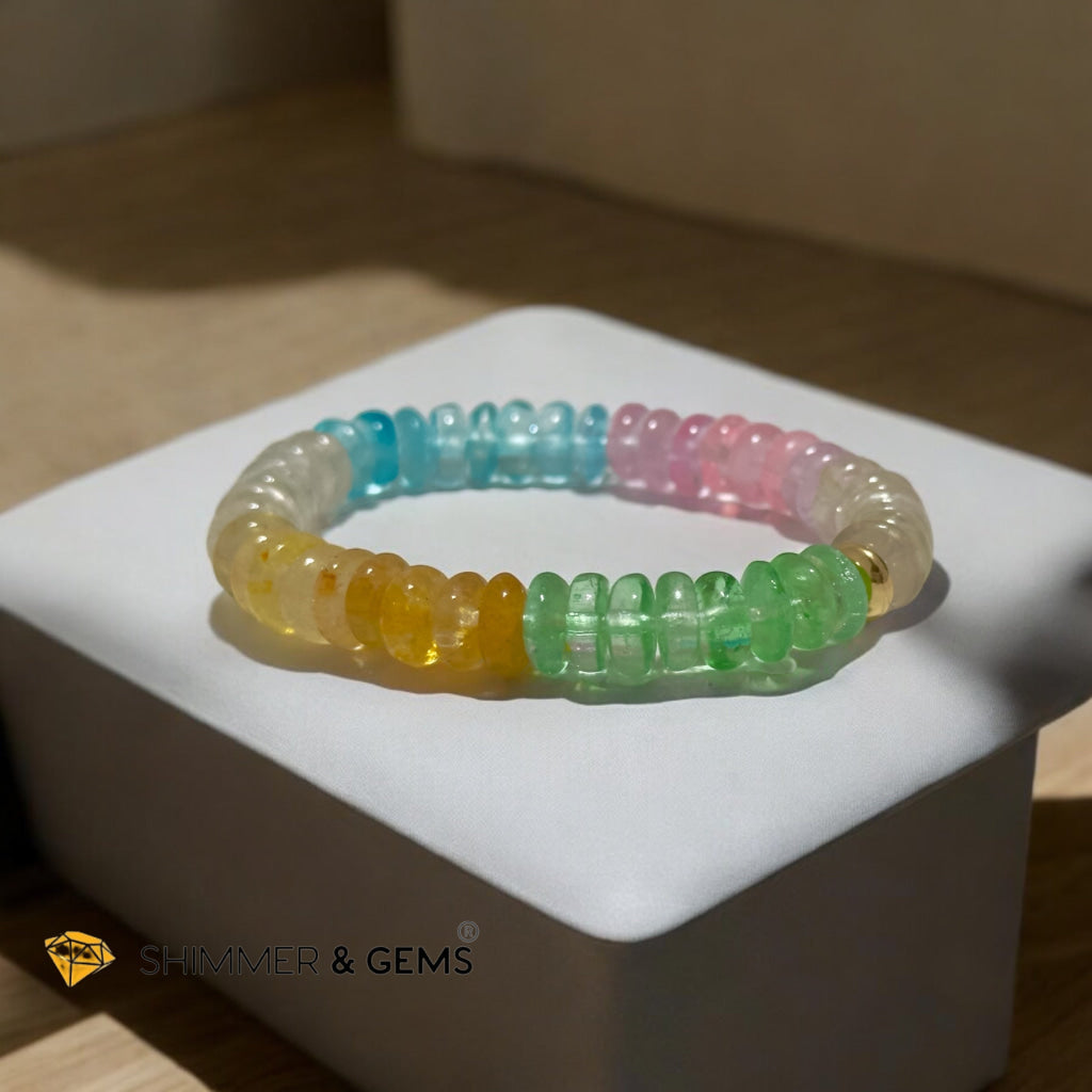 Multi Colour Topaz Rondelle Bracelet (8-9mm) with 14k gold filled (Brazil) Premium, Encoded & Activated