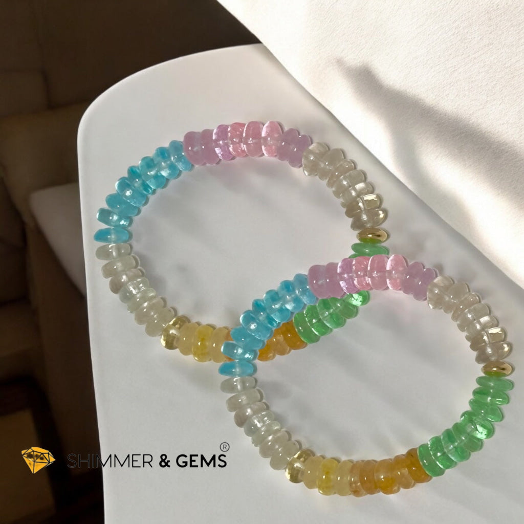 Multi Colour Topaz Rondelle Bracelet (8-9mm) with 14k gold filled (Brazil) Premium, Encoded & Activated