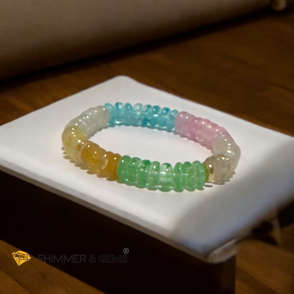 Multi Colour Topaz Rondelle Bracelet (8-9mm) with 14k gold filled (Brazil) Premium, Encoded & Activated