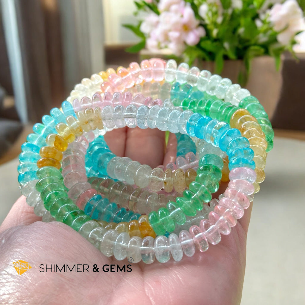 Multi Colour Topaz Rondelle Bracelet (8-9mm) with 14k gold filled (Brazil) Premium, Encoded & Activated