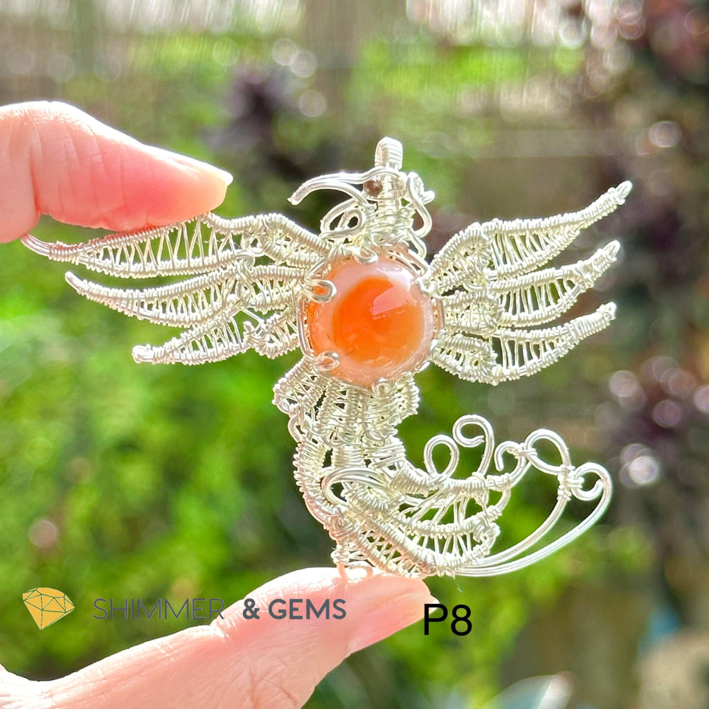 Mystical Phoenix Wire-wrapped Pendant (Stainless Steel)40-45mm