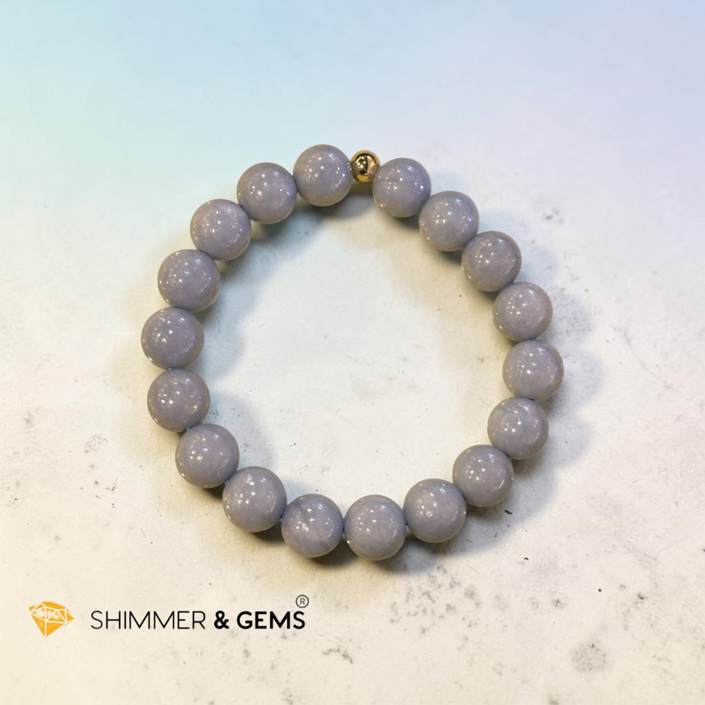 Natural Angelite 10mm Bracelet (Calmness)