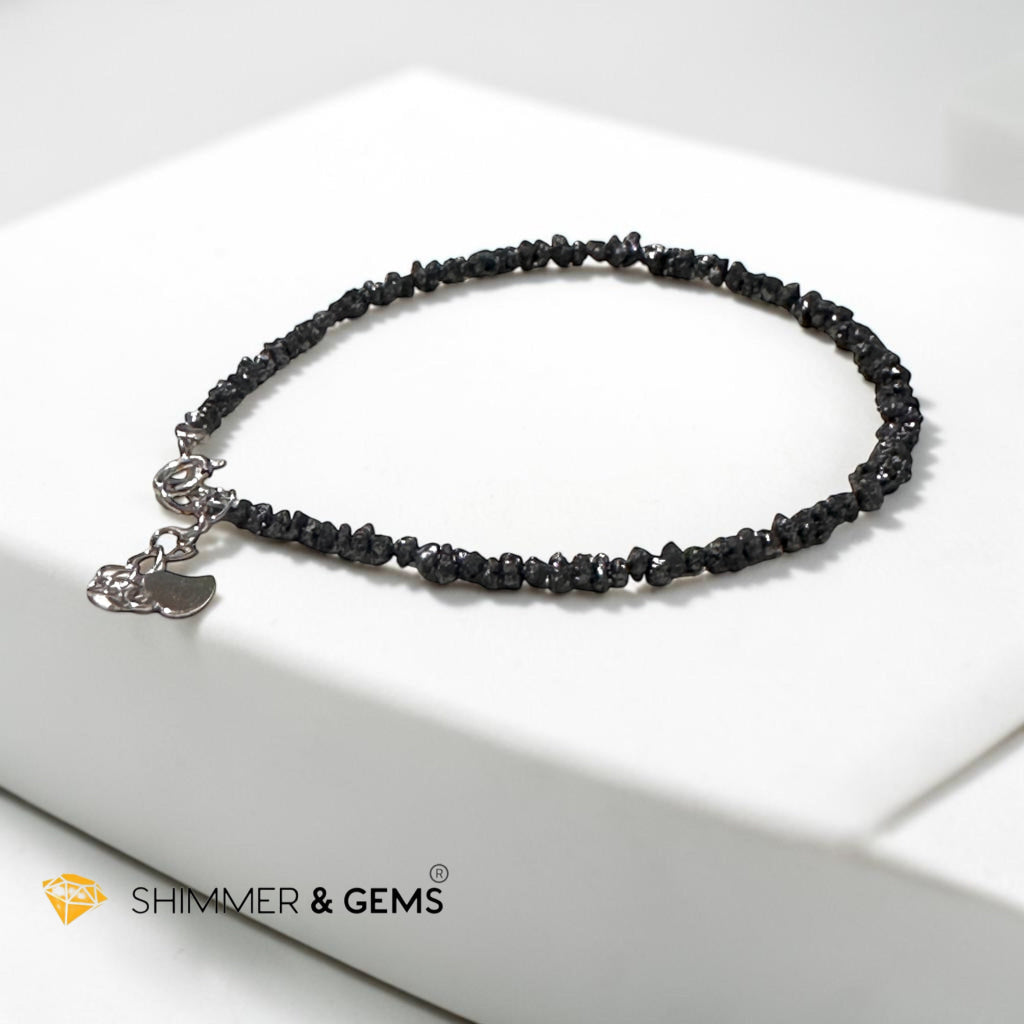 Natural Black Diamond in 925 Silver Bracelet