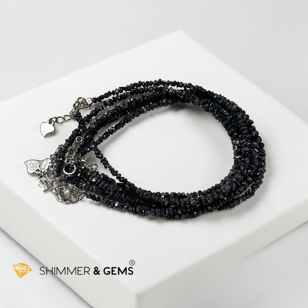 Natural Black Diamond in 925 Silver Bracelet