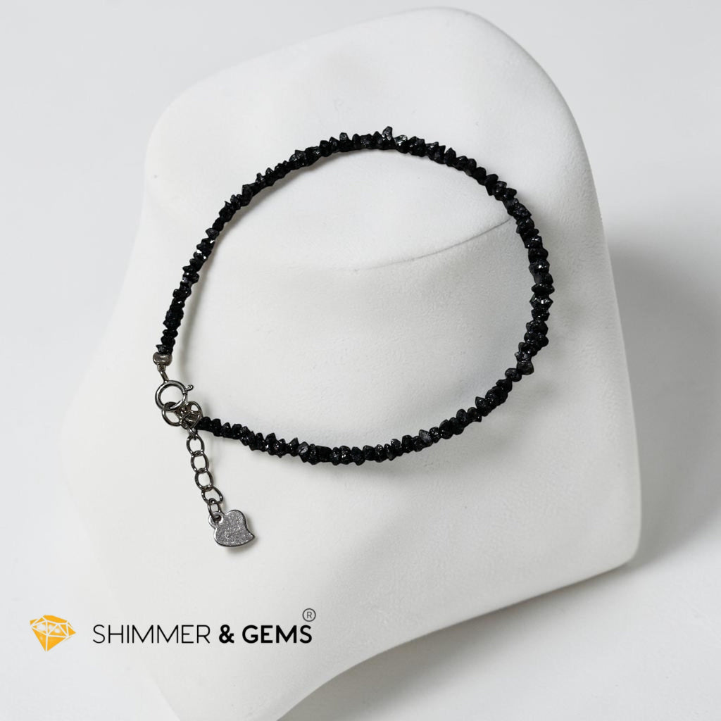 Natural Black Diamond in 925 Silver Bracelet