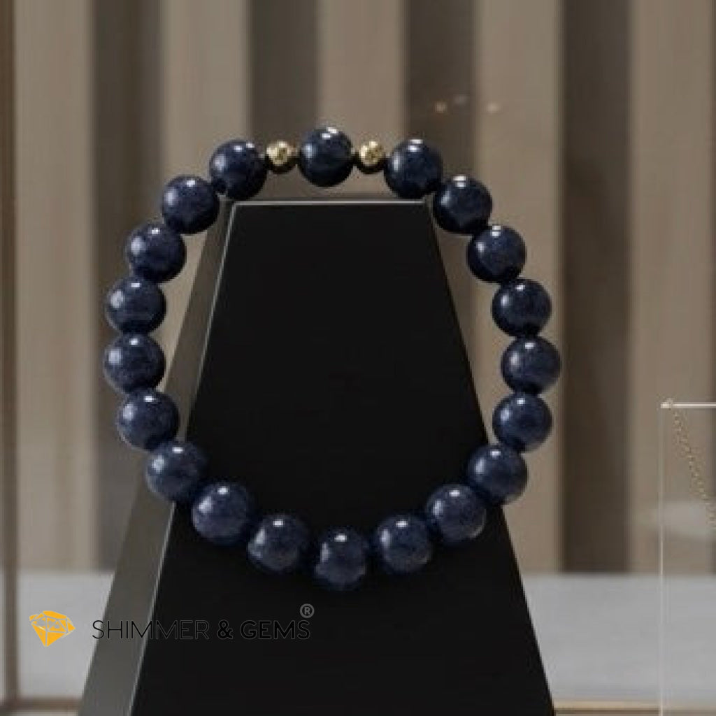 Natural Blue Sapphire 10mm Bracelet (Top Grade) (Fame, Wealth)