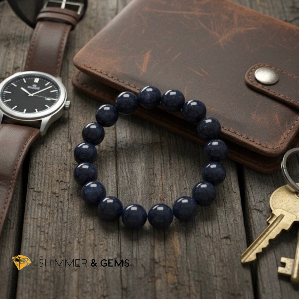 Natural Blue Sapphire 12mm Bracelet (Top Grade) (Fame, Wealth) Premium