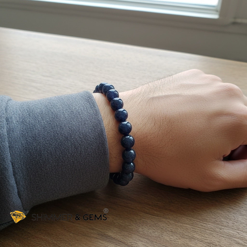 Natural Blue Sapphire 12mm Bracelet (Top Grade) (Fame, Wealth) Premium